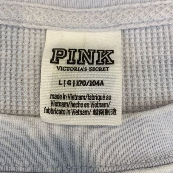 PINK waffle long sleeve top - Picture 3 of 3